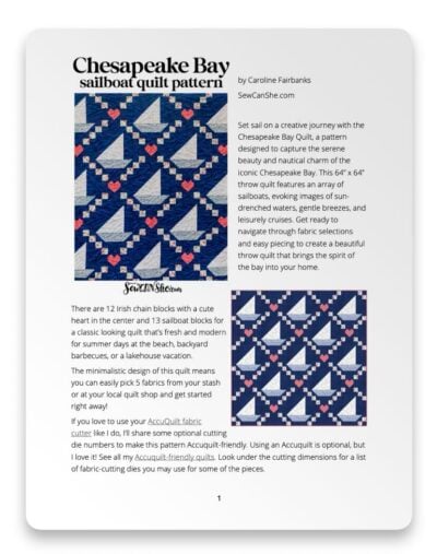 CHESAPEAKE BAY SAILBOAT QUILT PATTERN